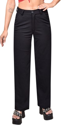 didofido Regular Fit Women Black Trousers