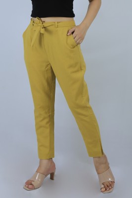 BoutiQO Regular Fit Women Yellow Trousers