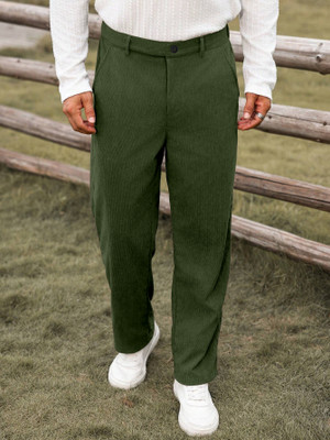 Rajovati Slim Fit Men Dark Green Trousers