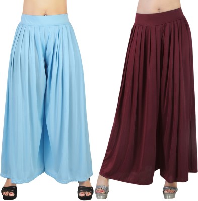 Fashion Bazaar Flared Women Light Blue, Black Trousers