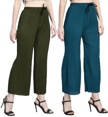 GLADLY Regular Fit Women Dark Green, Blue Trousers