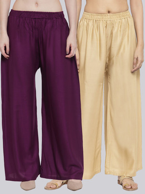 VALLES365 by S.c. Flared Women Purple, Beige Trousers