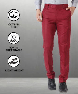 Maleno Slim Fit Men Maroon Trousers