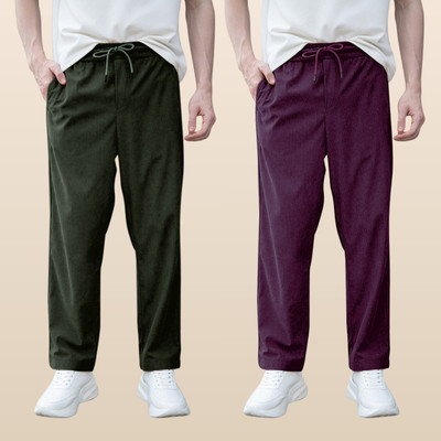 GIBBONTE Solid Men Dark Green, Multicolor Track Pants
