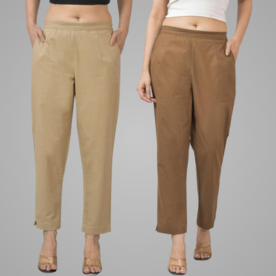 QuaClo Regular Fit Women Beige, Brown Trousers
