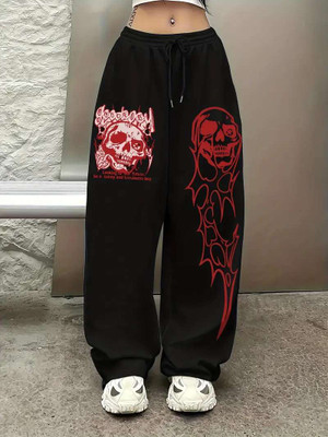 SIXTEENLINES Loose Fit Women Black Trousers
