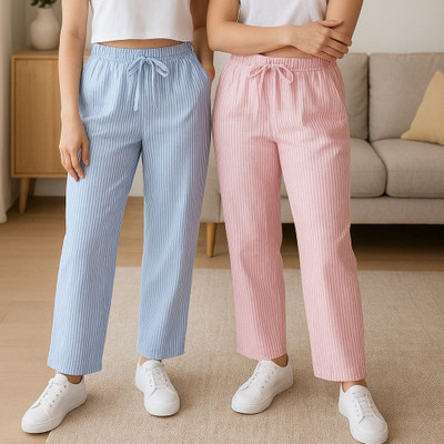 Uniqvibs Regular Fit Women Blue, Pink Trousers