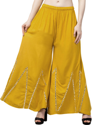 OMAAYA Comfort Fit Women Yellow Trousers
