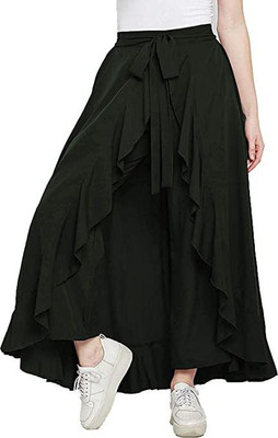 femus Flared Women Black Trousers