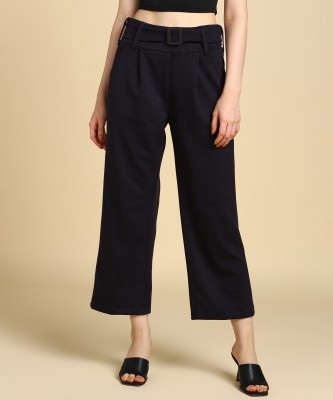 Crazeis Flared Women Black Trousers