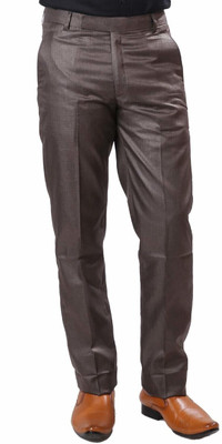 ZEE GOLD Relaxed Men Brown Trousers