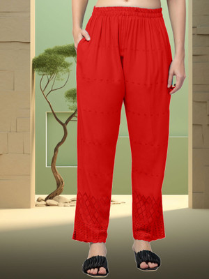 VESTIYAPLUS Relaxed Women Red Trousers