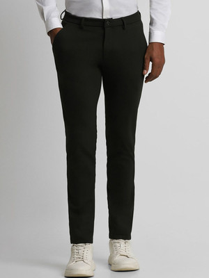 PETER ENGLAND Slim Fit Men Dark Green Trousers