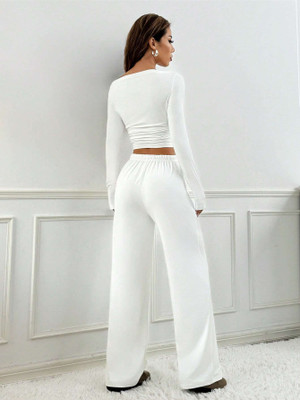 TRUFFLEGUM Loose Fit Women White Trousers