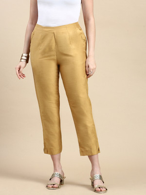 De Moza Regular Fit Women Gold Trousers