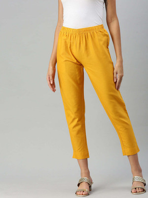 INDIANRANG Regular Fit Women Yellow Trousers