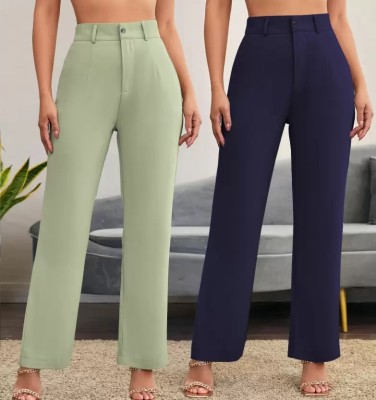 24Hour Fashion Regular Fit Women Green, Blue Trousers