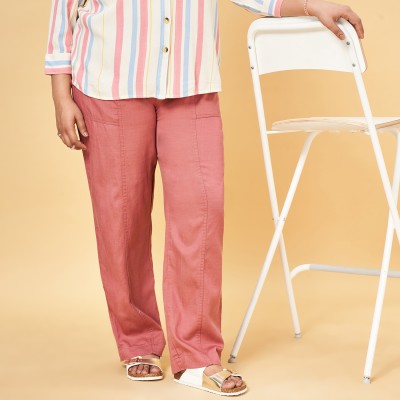 Honey Curvytude by Pantaloons Tapered Women Pink Trousers