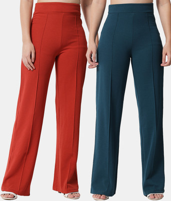 KOTTY Regular Fit Women Green, Red Trousers