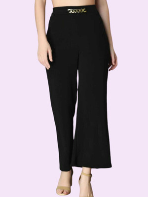 Trendoraa Regular Fit Women Black Trousers