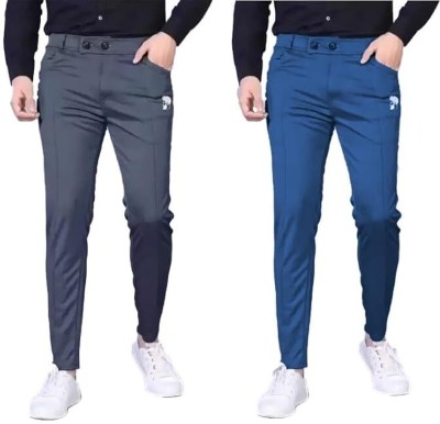 PUME Regular Fit Men Grey, Blue Trousers