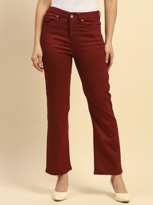 GLOBAL REPUBLIC Straight Fit Women Maroon Trousers