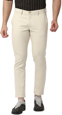 BASICS Slim Fit Men Beige Trousers