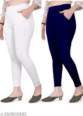 Samar Collection Regular Fit Women White, Blue Trousers