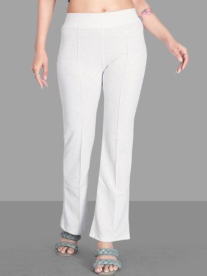 Fabtrend Flared Women White Trousers