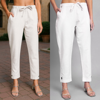 Andheriyas Textiles Straight Fit Women White Trousers