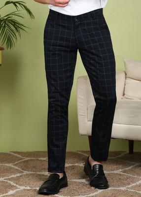 encore by INVICTUS Slim Fit Men Black Trousers