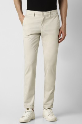 VAN HEUSEN Slim Fit Men Cream Trousers