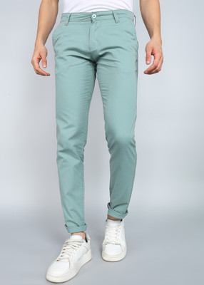 PROVOGUE Slim Fit Men Light Green Trousers