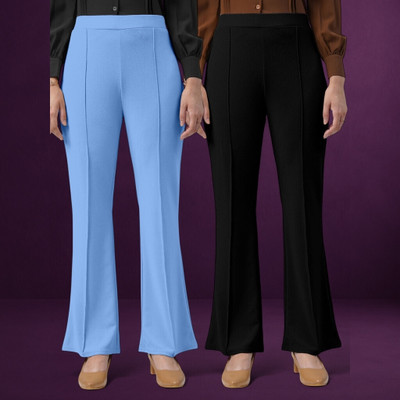 nitafashion Comfort Fit, Regular Fit Women Light Blue, Black Trousers