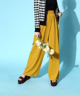 Berrylush Relaxed Women Yellow Trousers