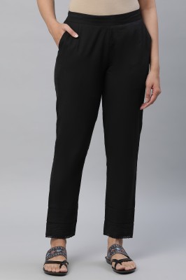 Aurelia Slim Fit Women Black Trousers