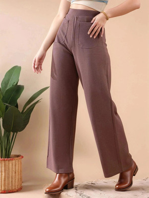 Dwarros Regular Fit Women Brown Trousers