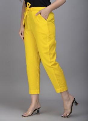 VYMO Regular Fit Women Yellow Trousers