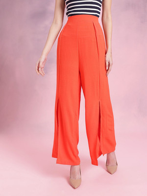 Dressberry Flared Women Orange Trousers