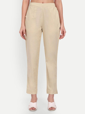 githaan Straight Fit Women Beige Trousers