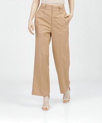 Tokyo Talkies Flared Women Beige Trousers