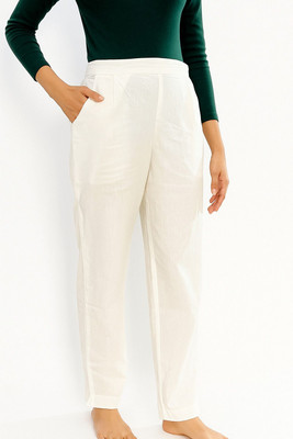 rk fabric zone Regular Fit Women White Trousers