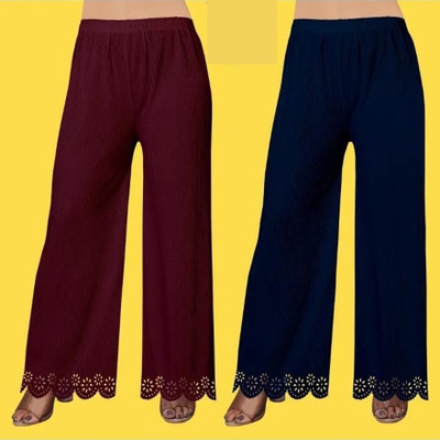 Kunj Creation Regular Fit Women Maroon, Green Trousers