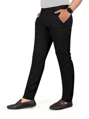 SRJ FASHION Slim Fit Men Black Trousers
