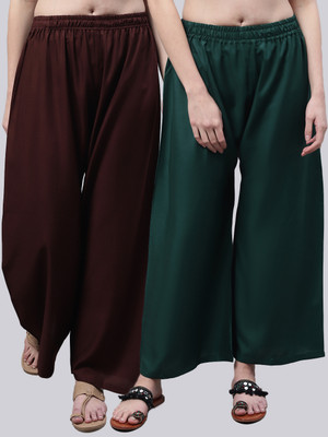 VALLES365 by S.c. Flared Women Brown, Green Trousers