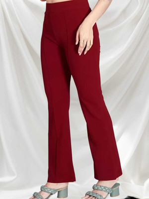 Tiki Tees Regular Fit Women Maroon Trousers