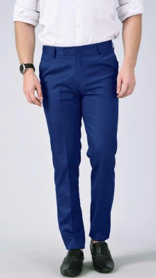 JAIKISHAN Regular Fit Men Blue Trousers