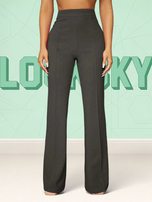 HOC Loose Fit Women Grey Trousers