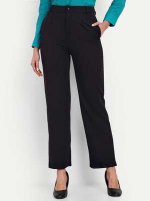 Broadstar Straight Fit Women Black Trousers