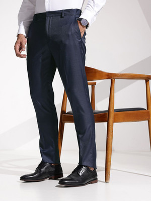 encore by INVICTUS Regular Fit Men Blue Trousers